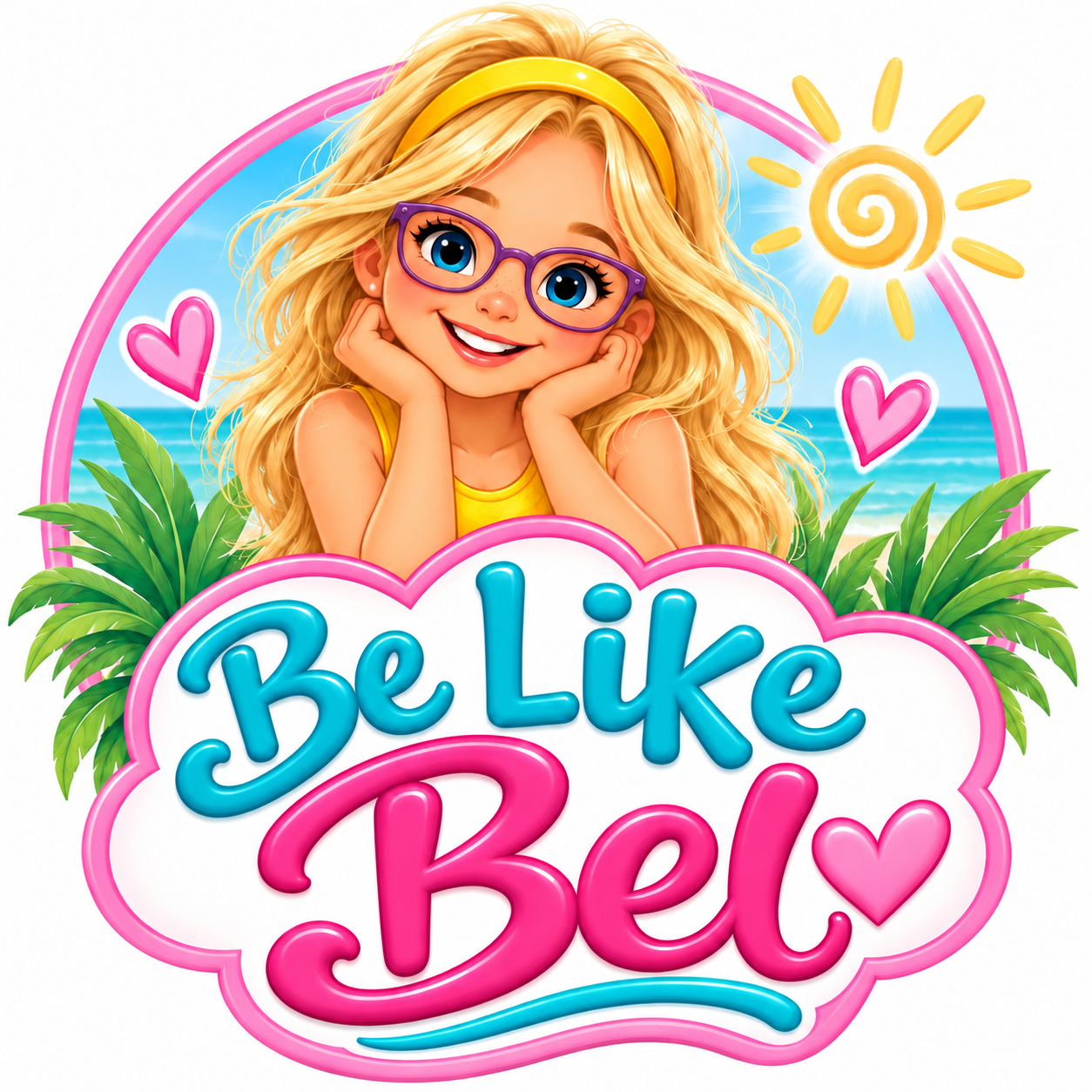 Image of young girl and text reading be like bel